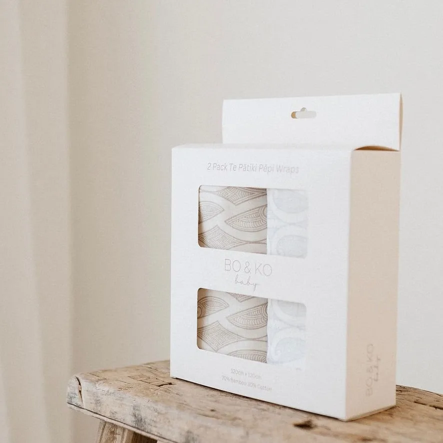 2 Pack Wrap Sets | Te Pātiki Pēpi Wraps | Grey   Mocha