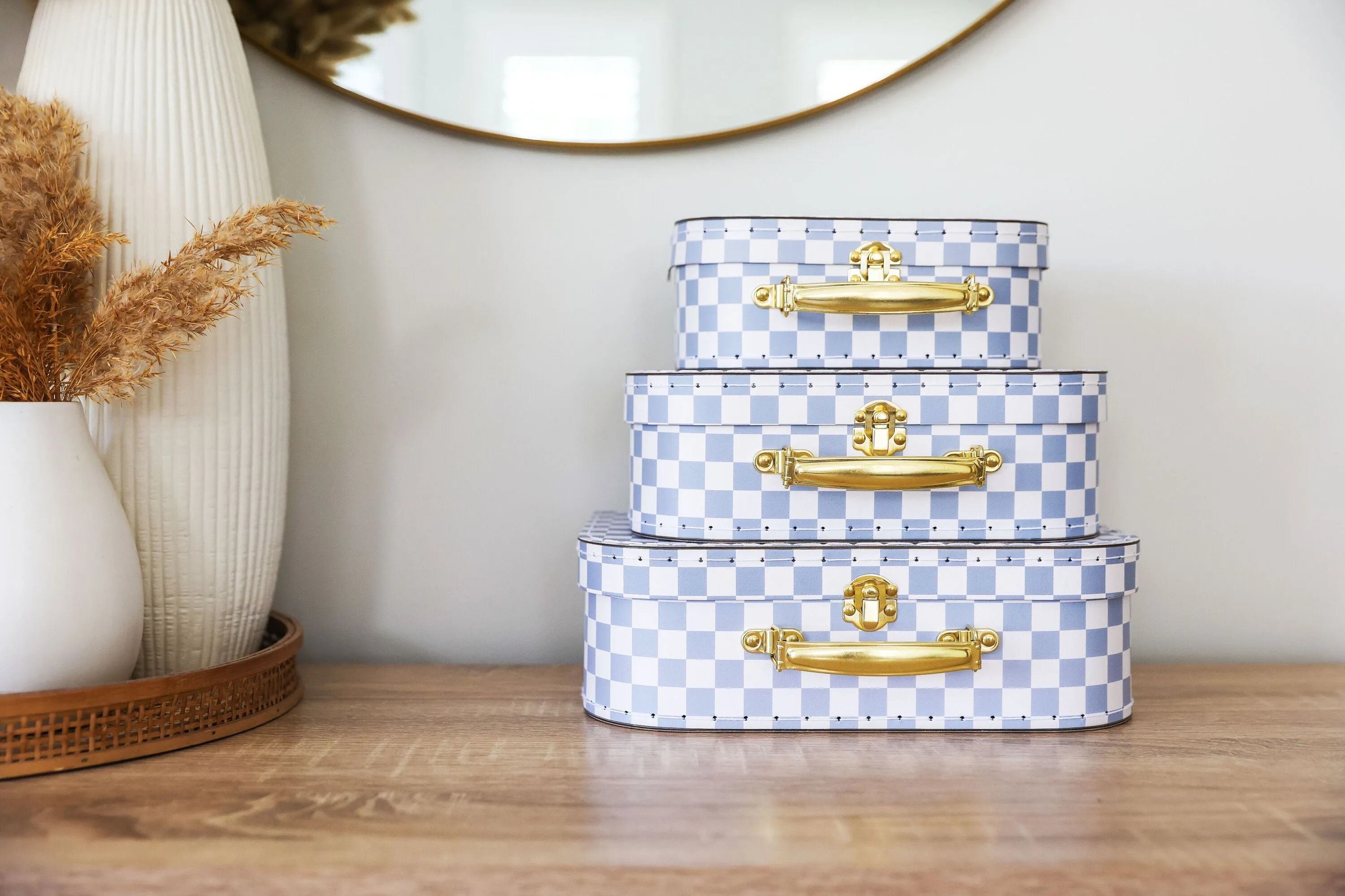 Alimrose Carry Case Set | Blue Gingham Check