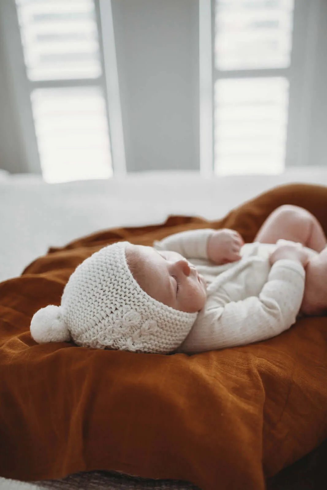 Baby Bonnet   Booties Set - Ivory Merino Wool