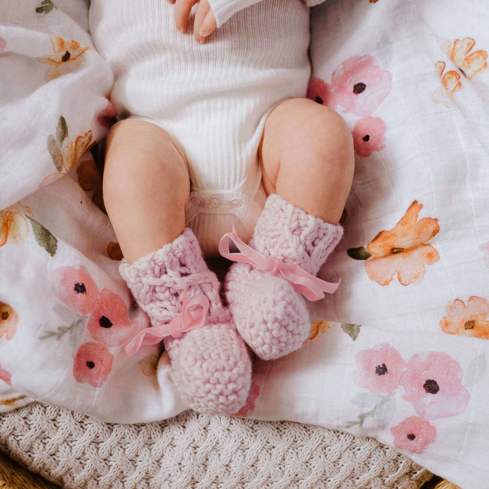 Baby Bonnet   Booties Set - Pink Merino Wool