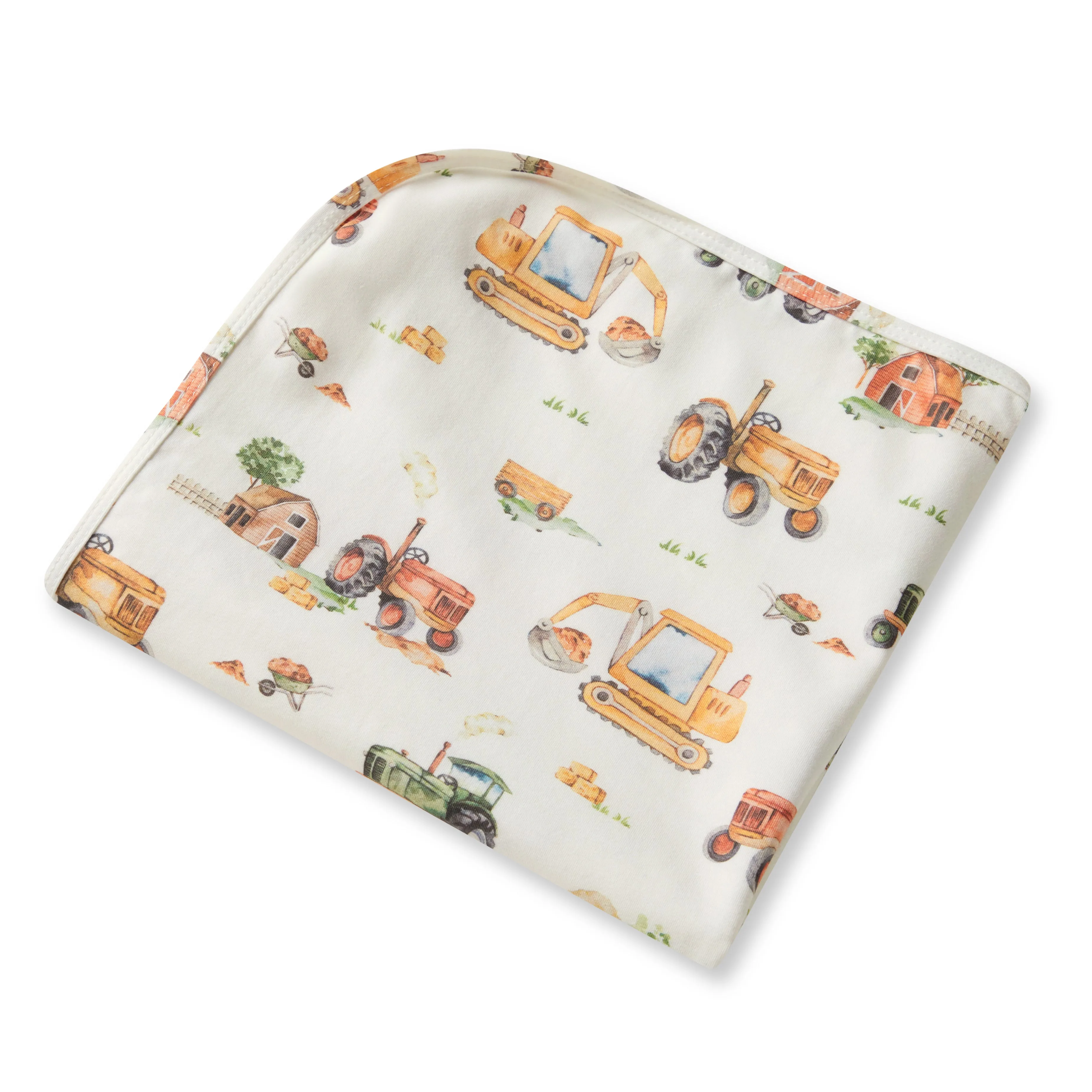 Baby Jersey Wrap   Beanie Set | Diggers & Tractors