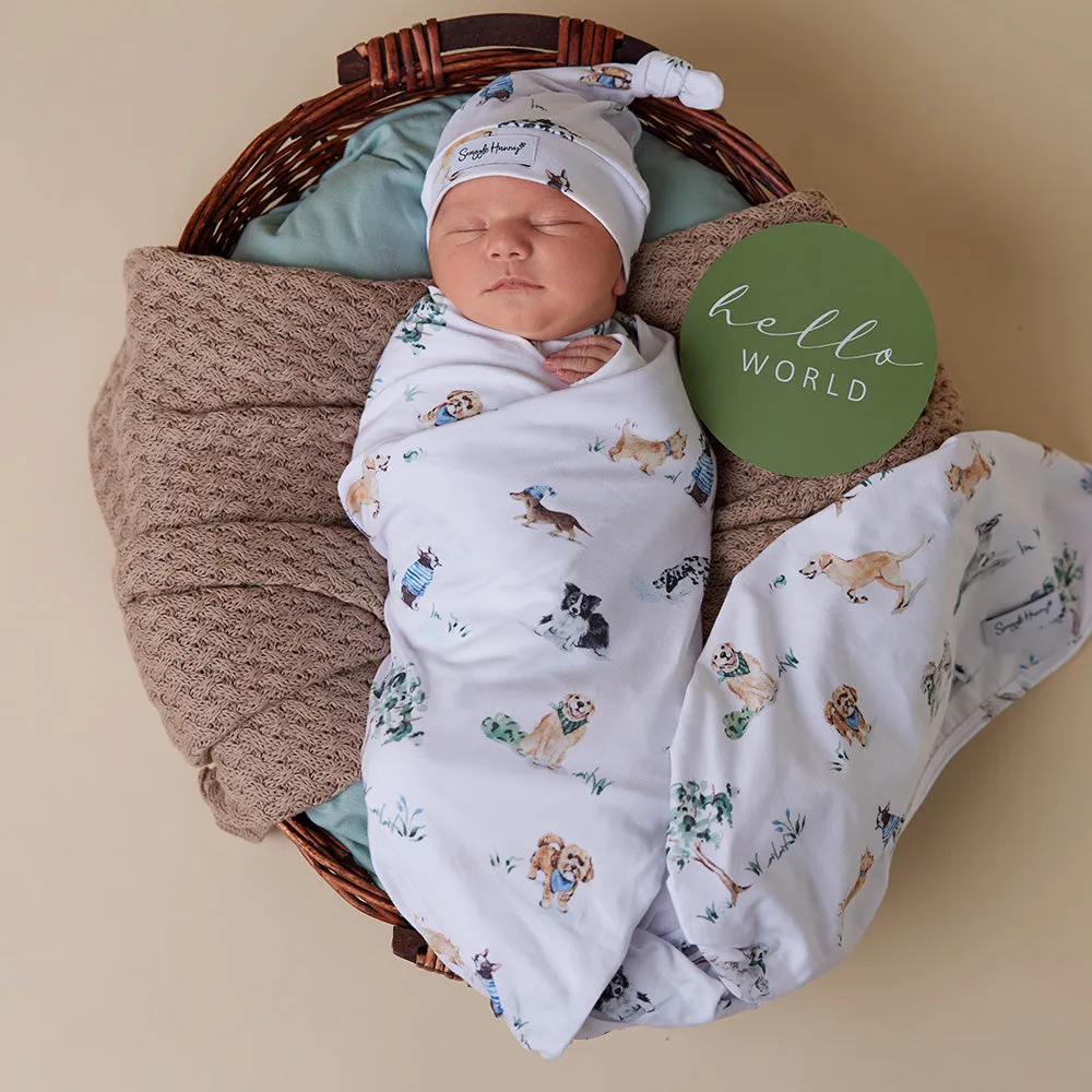 Baby Jersey Wrap   Beanie Set | Dog Park