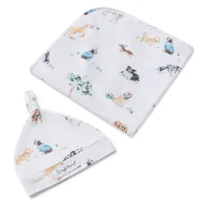 Baby Jersey Wrap   Beanie Set | Dog Park