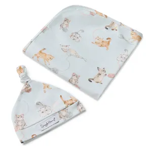 Baby Jersey Wrap   Beanie Set | Kittens