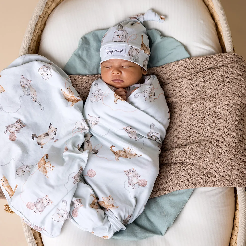 Baby Jersey Wrap   Beanie Set | Kittens