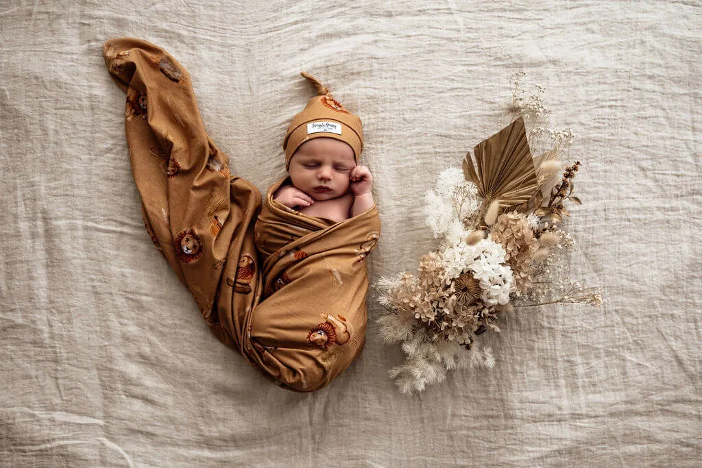 Baby Jersey Wrap   Beanie Set | Roar