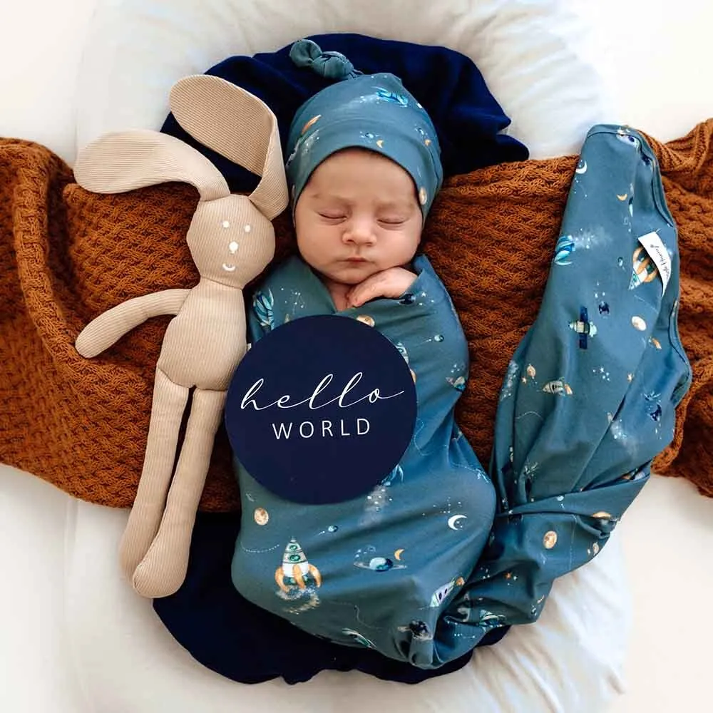 Baby Jersey Wrap   Beanie Set | Rocket