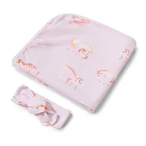 Baby Jersey Wrap   Top Knot Set | Unicorn