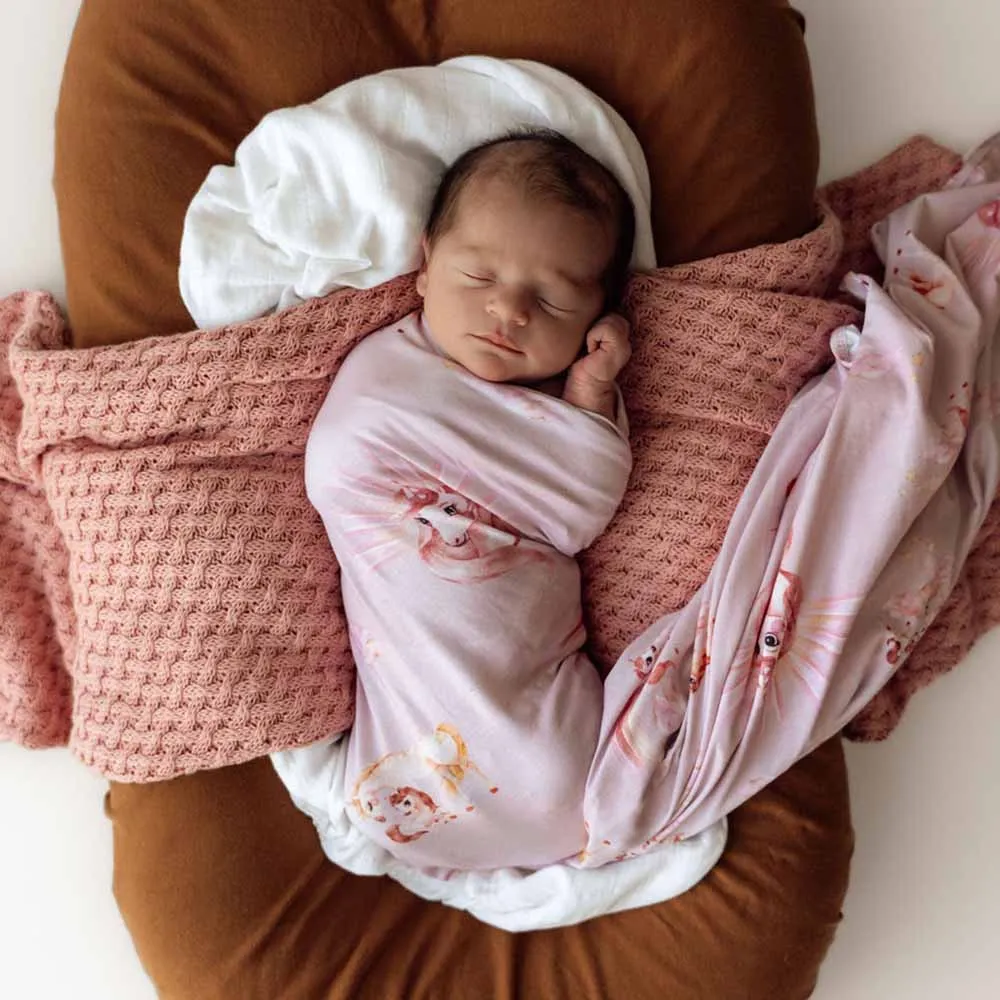 Baby Jersey Wrap   Top Knot Set | Unicorn