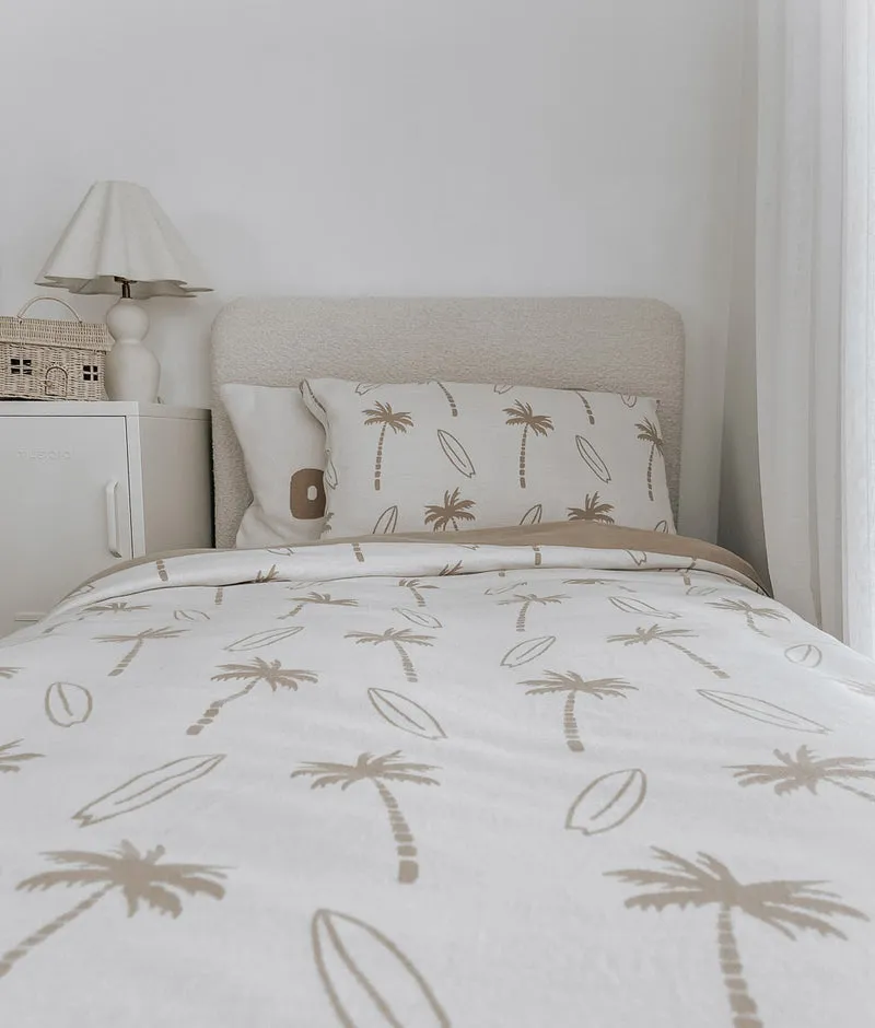 Bengali Duvet Cover | King Single | Natural Surfing Palm