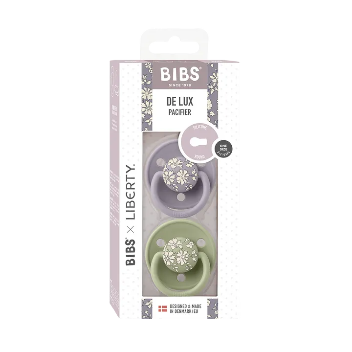 BIBS Pacifier Duo De Lux | Silicone | Liberty Capel | Sage