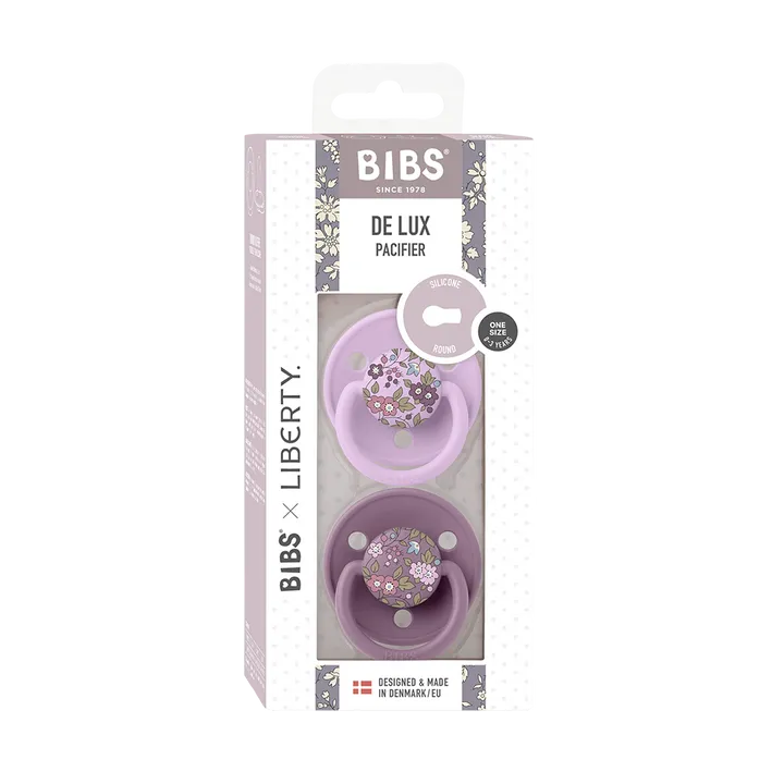 BIBS Pacifier Duo De Lux | Silicone | Liberty Chamomile Lawn | Mauve