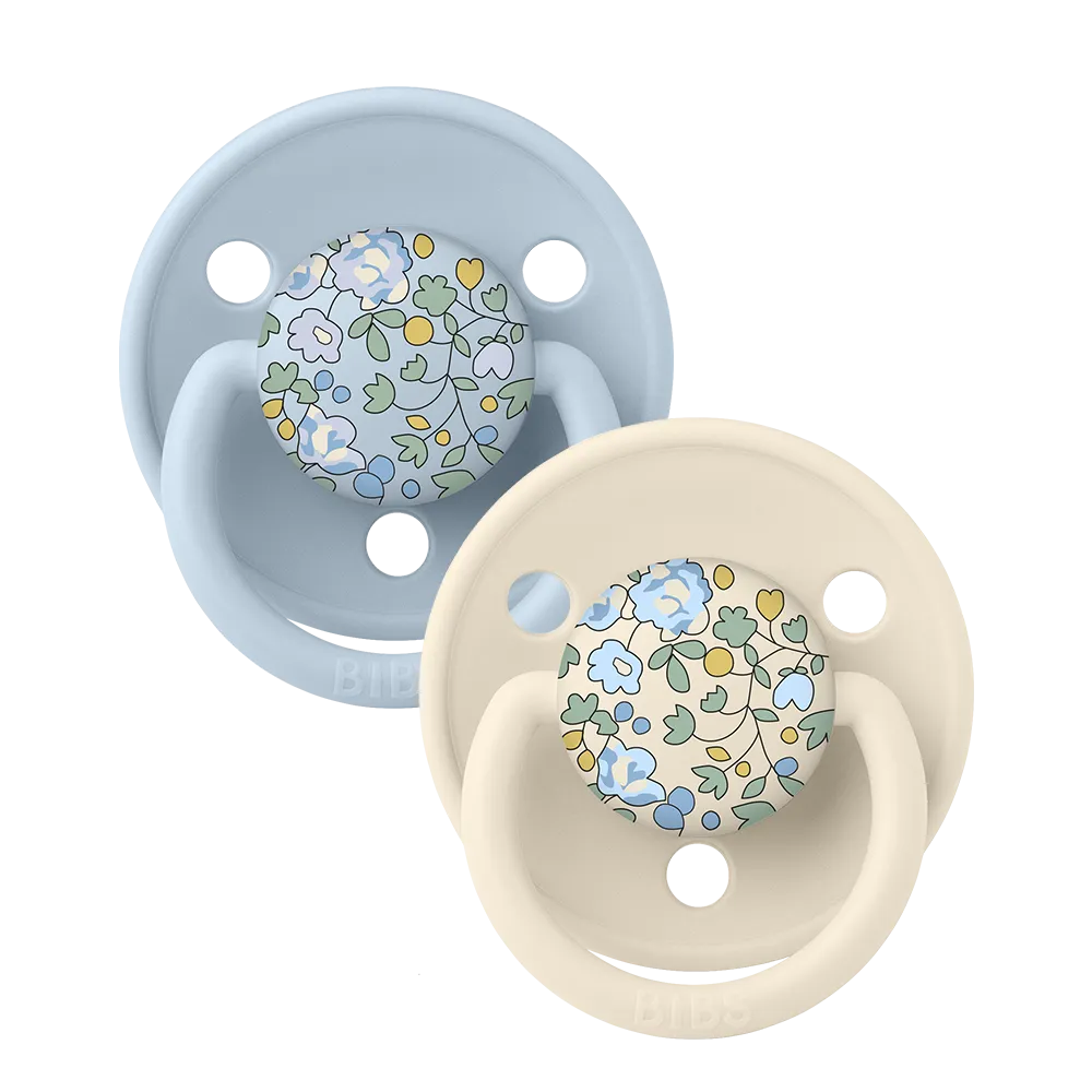BIBS Pacifier Duo De Lux | Silicone | Liberty Eloise | Baby Blue