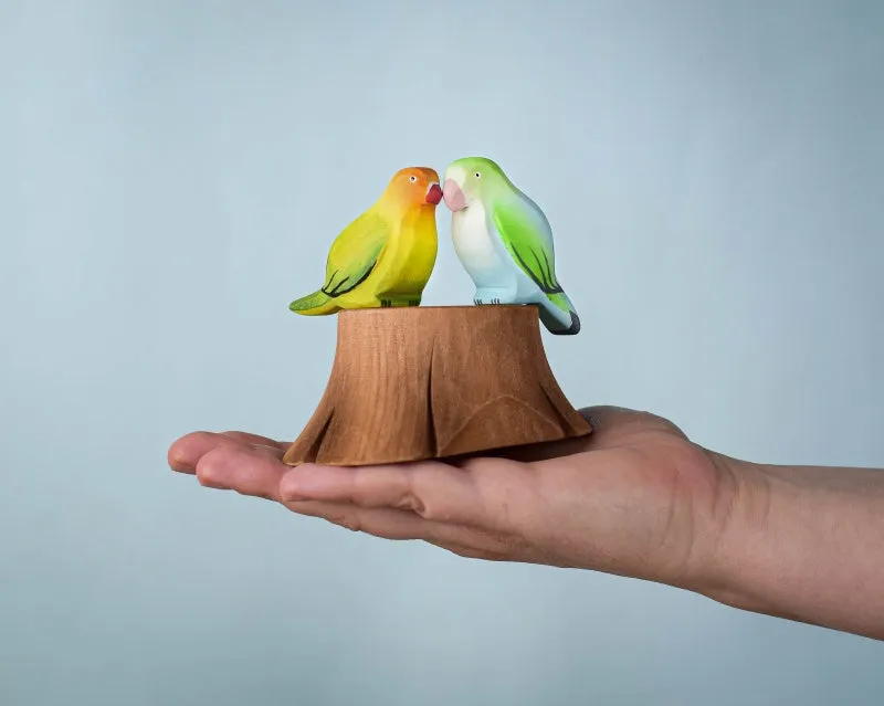 Bumbu Wooden Animal | ree Stump and Lovebirds SET