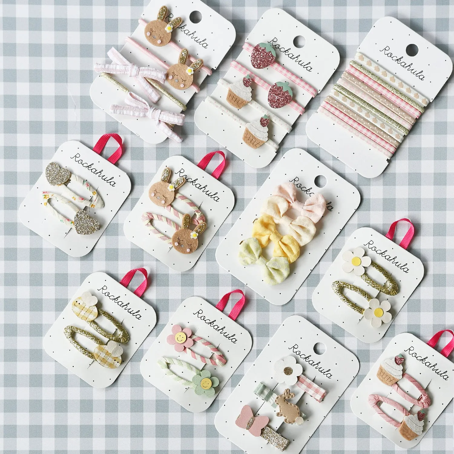 Bunny Gingham Elastic Pony Pack
