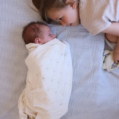Cam Cam Muslin Baby Swaddle - Classic Stripes Blue