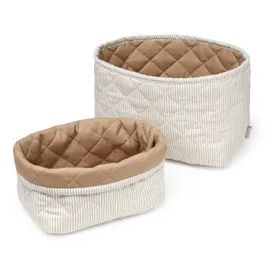 Cam Cam Quilted Storage Basket Set | Classic Stripes Camel