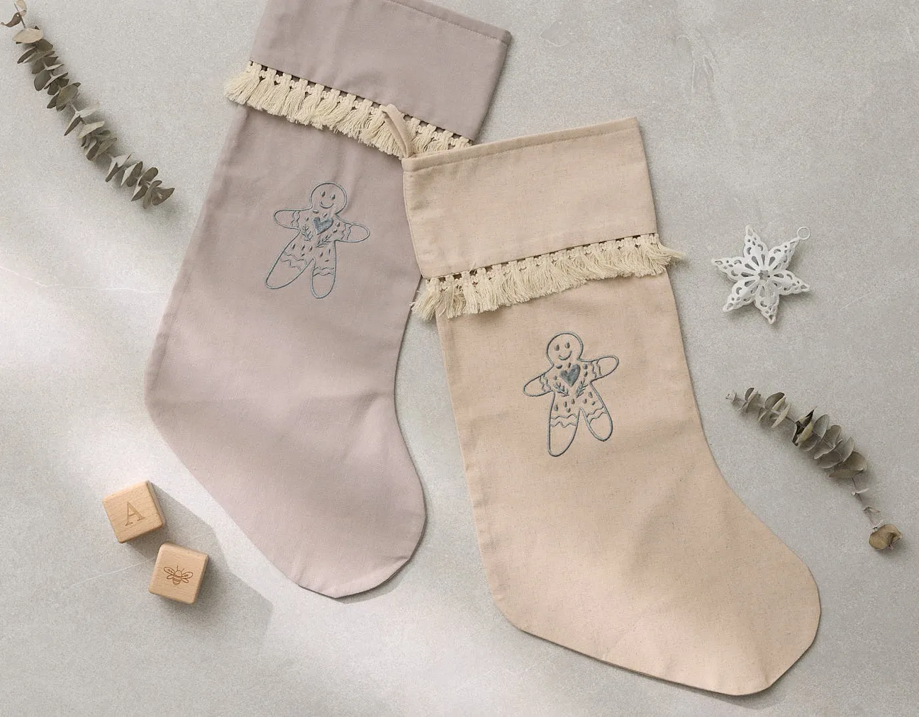 Christmas Stocking with Tassel in Dove