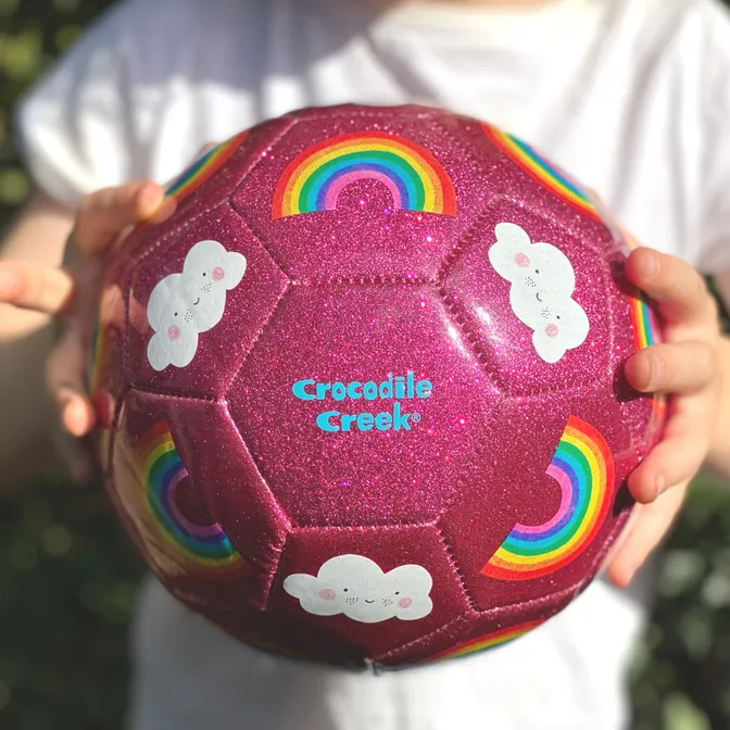 Crocodile Creek Soccer Ball | Size 3 Glitter Rainbow