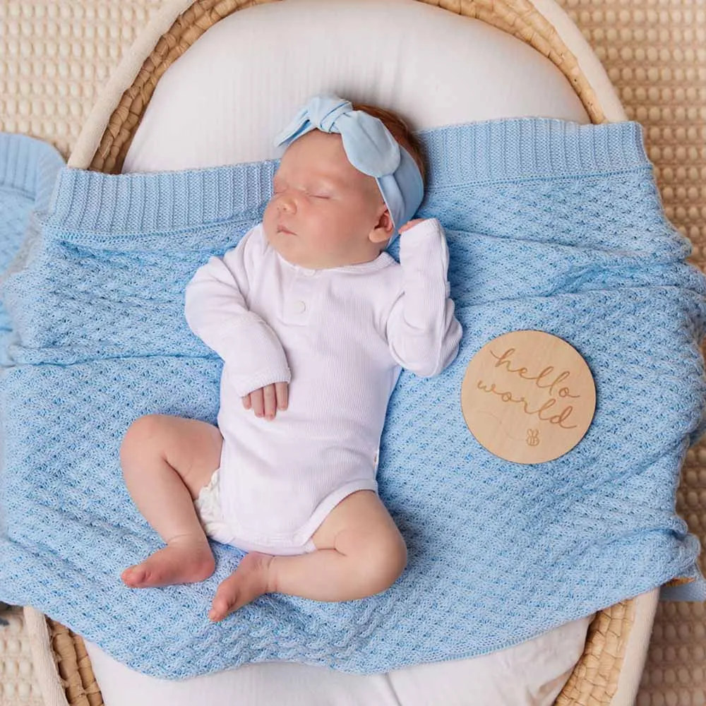 Diamond Knit Baby Blanket | Baby Blue