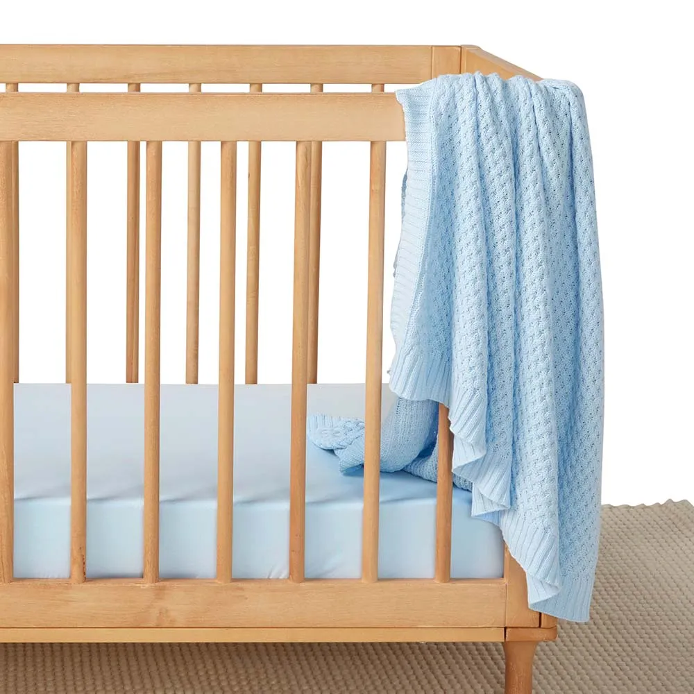 Diamond Knit Baby Blanket | Baby Blue