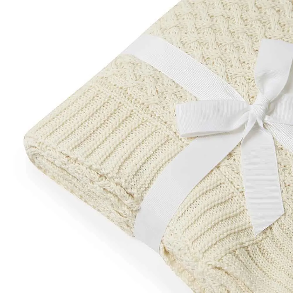 Diamond Knit Baby Blanket | Cream