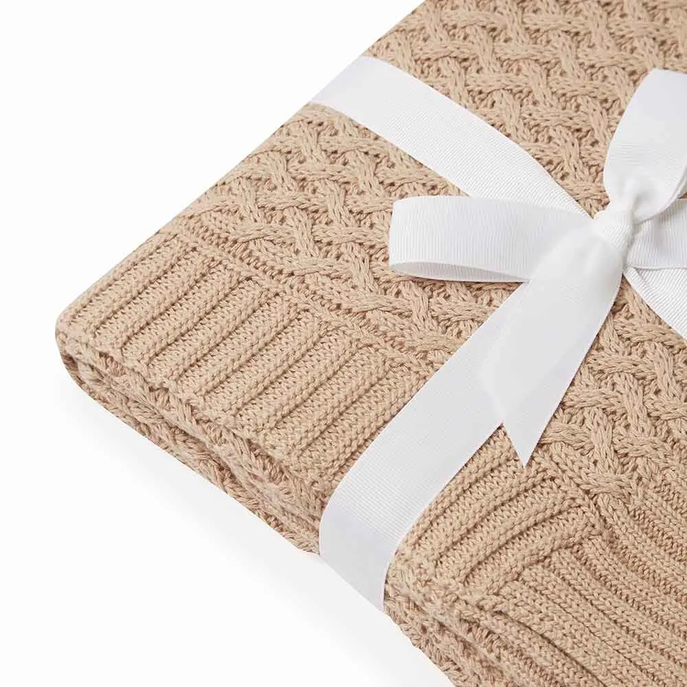 Diamond Knit Baby Blanket | Hazelnut