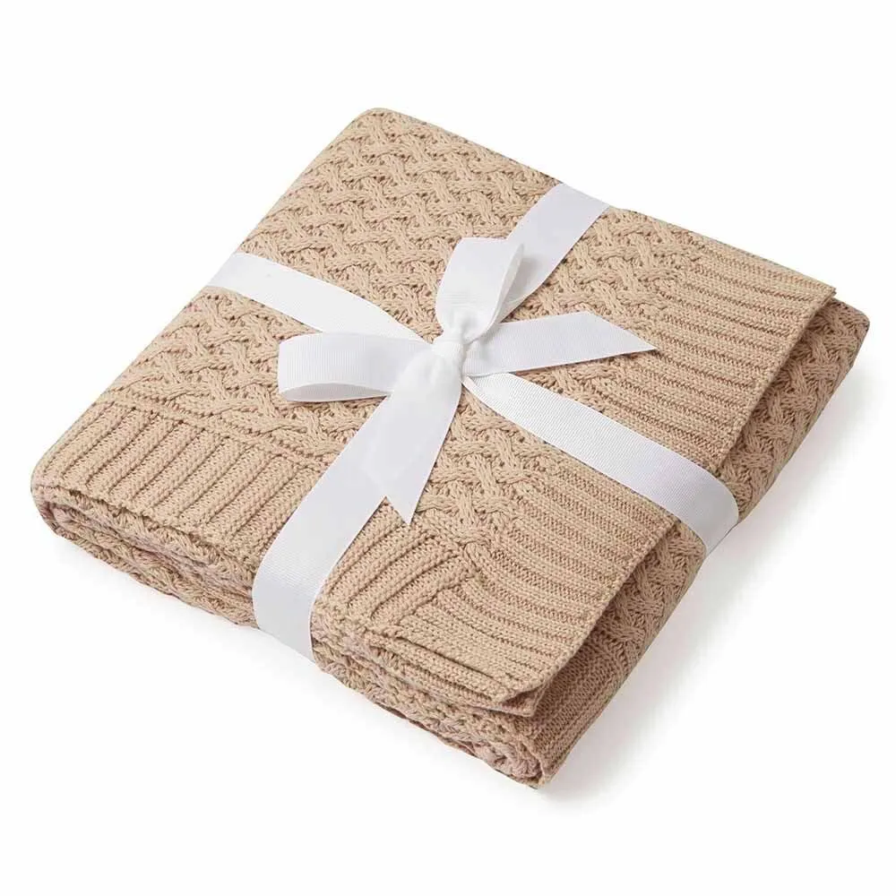 Diamond Knit Baby Blanket | Hazelnut