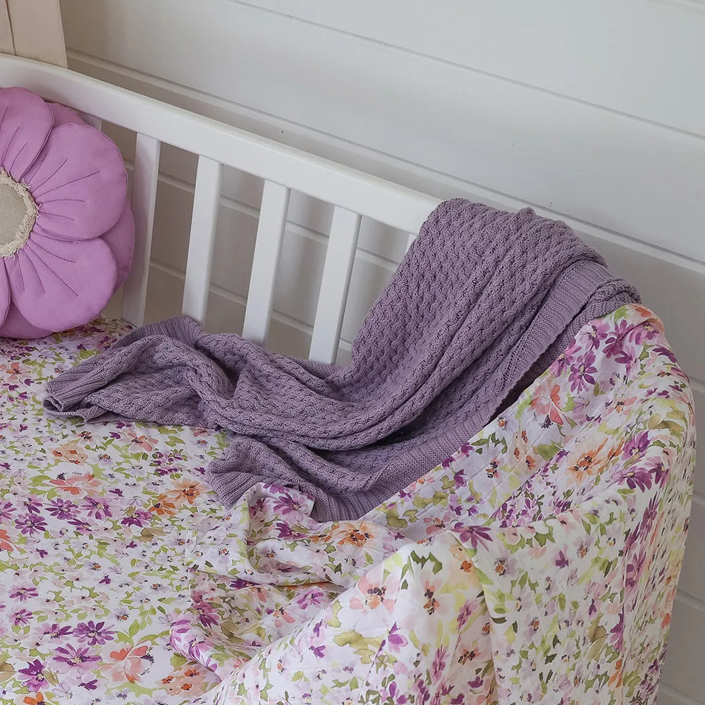 Diamond Knit Baby Blanket | Lavender