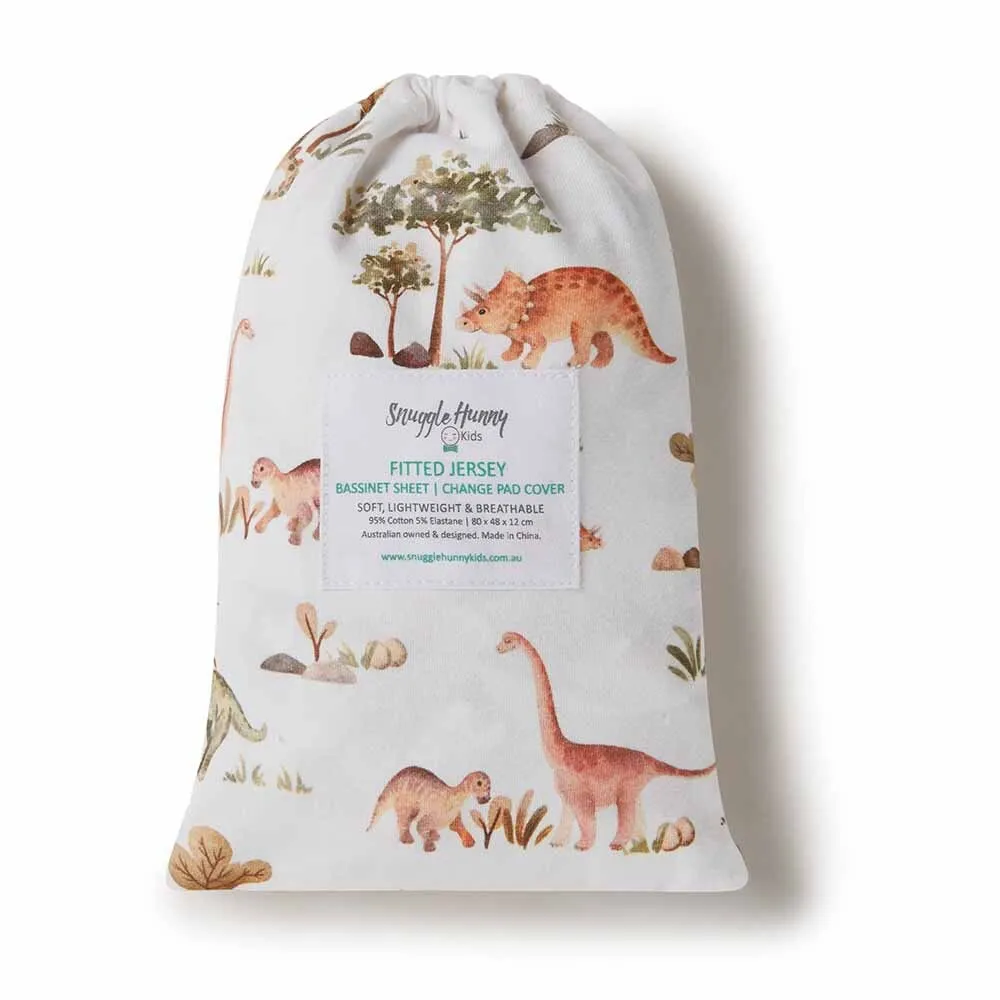 Fitted Bassinet Sheet | Changing Mat Cover | Dino