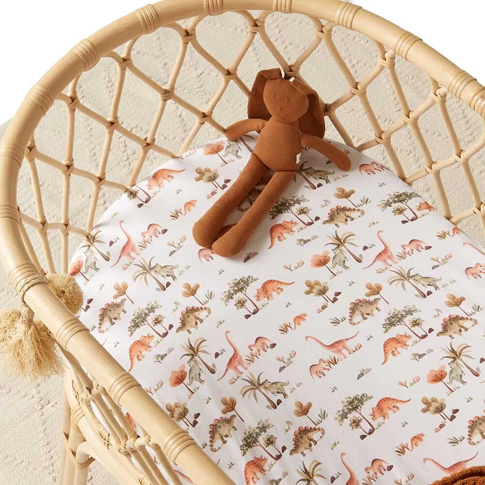 Fitted Bassinet Sheet | Changing Mat Cover | Dino