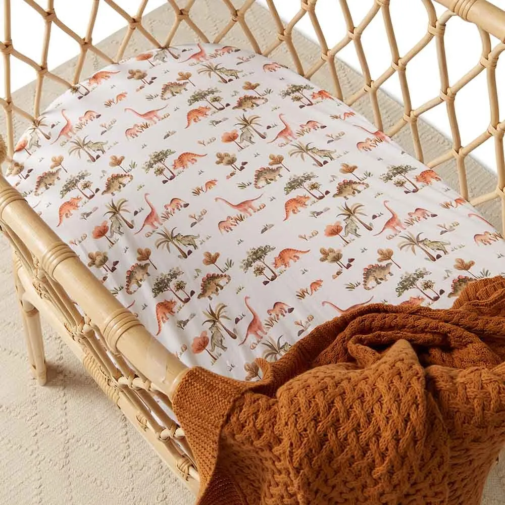 Fitted Bassinet Sheet | Changing Mat Cover | Dino