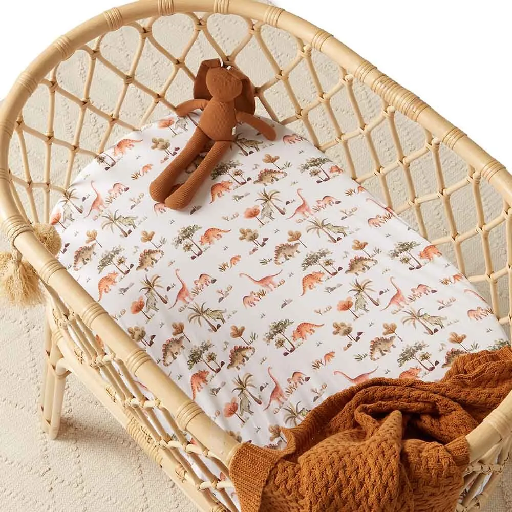 Fitted Bassinet Sheet | Changing Mat Cover | Dino