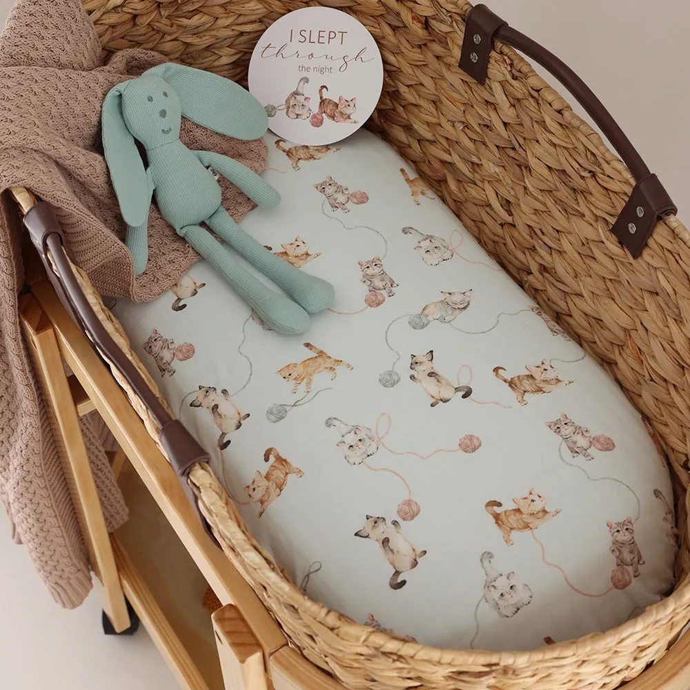 Fitted Bassinet Sheet | Changing Mat Cover | Kittens