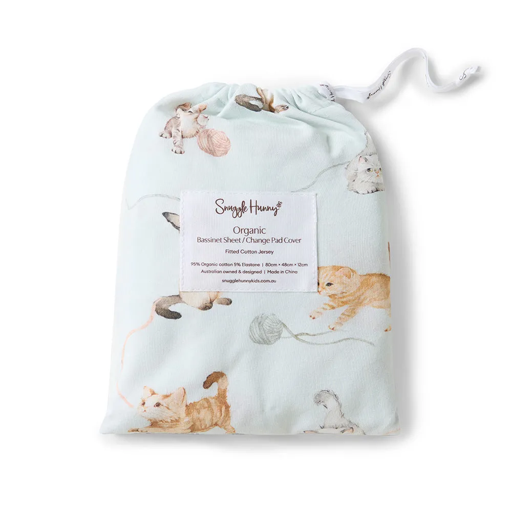 Fitted Bassinet Sheet | Changing Mat Cover | Kittens
