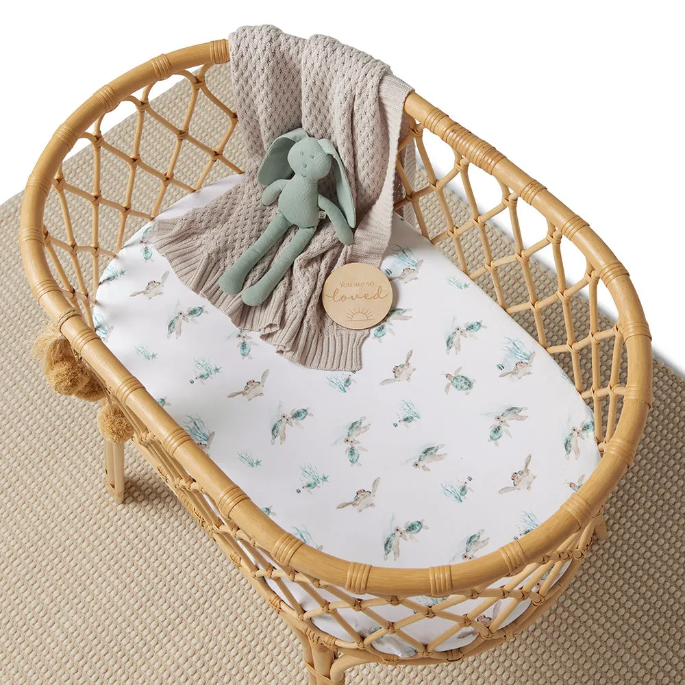 Fitted Bassinet Sheet | Changing Mat Cover | Turtle