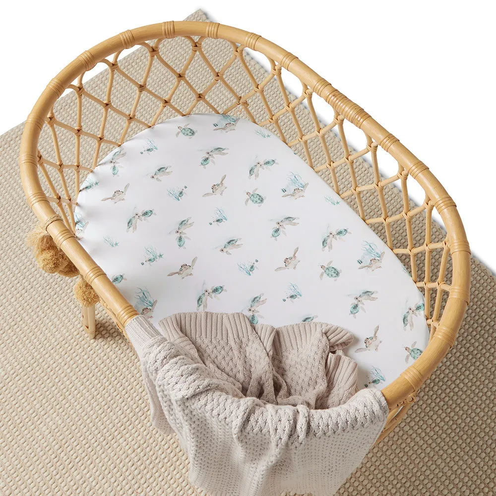 Fitted Bassinet Sheet | Changing Mat Cover | Turtle