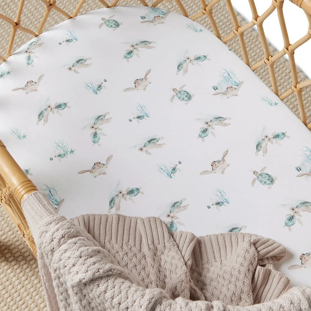 Fitted Bassinet Sheet | Changing Mat Cover | Turtle