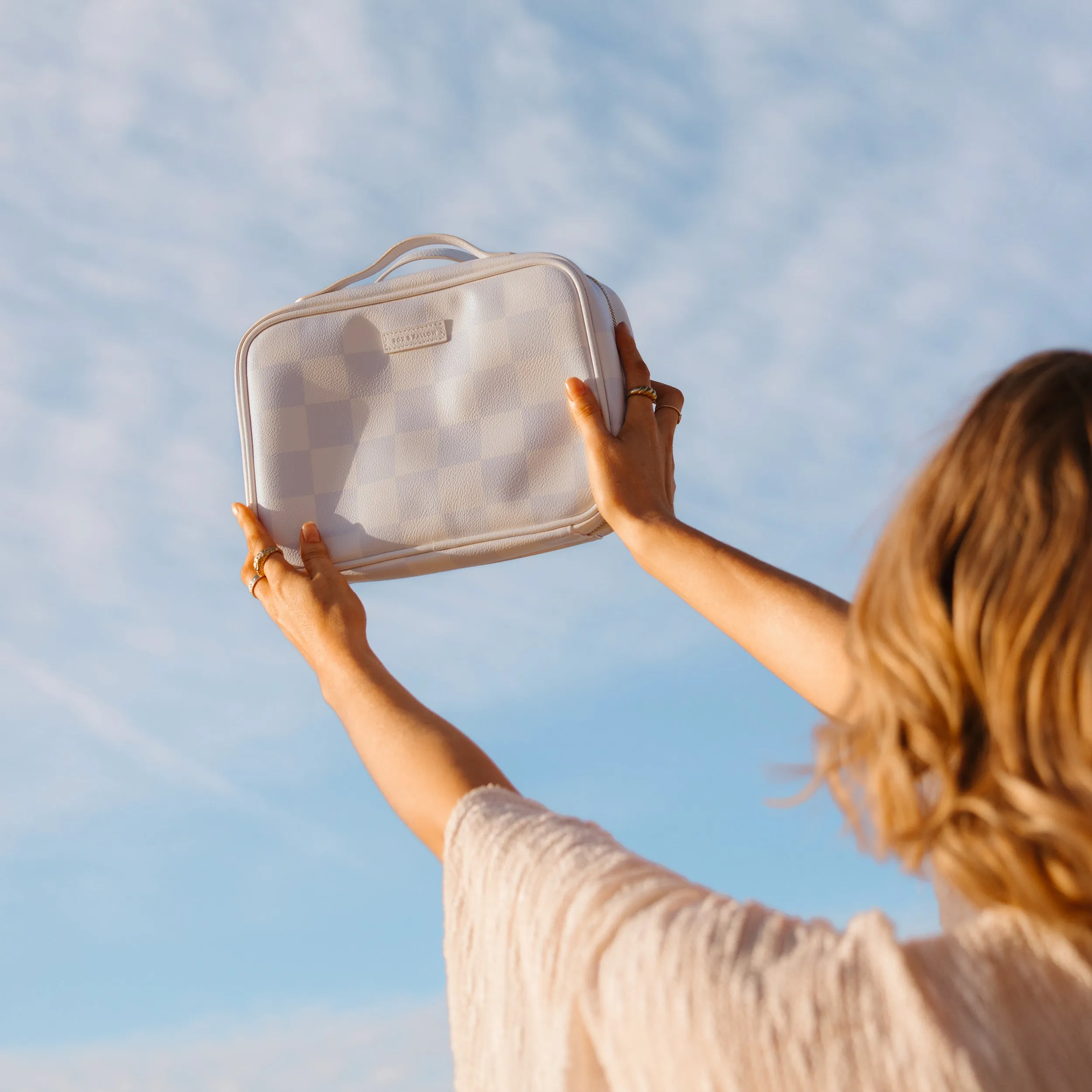 Fox   Fallow Cosmetic Bag | Powder Blue Check