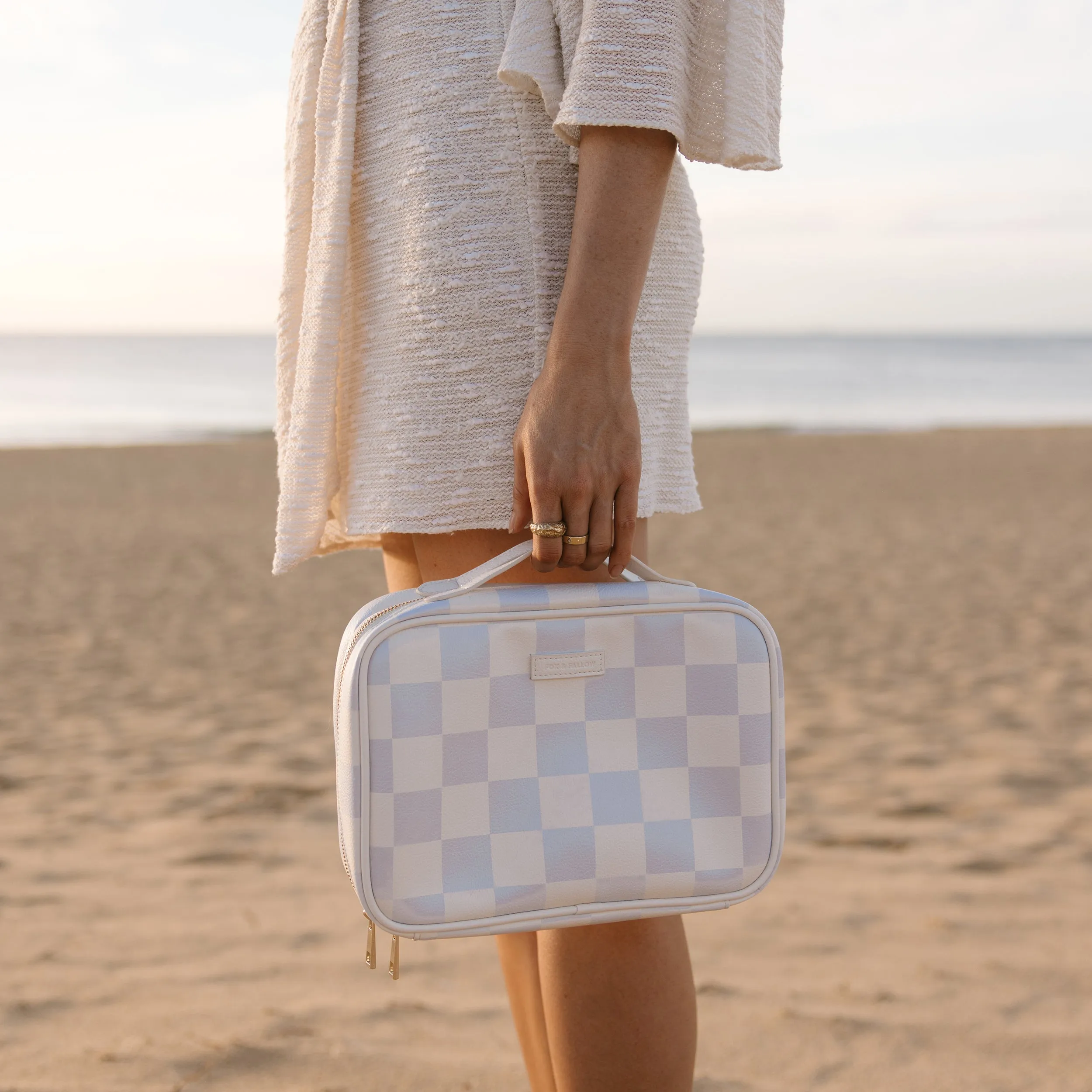 Fox   Fallow Cosmetic Bag | Powder Blue Check