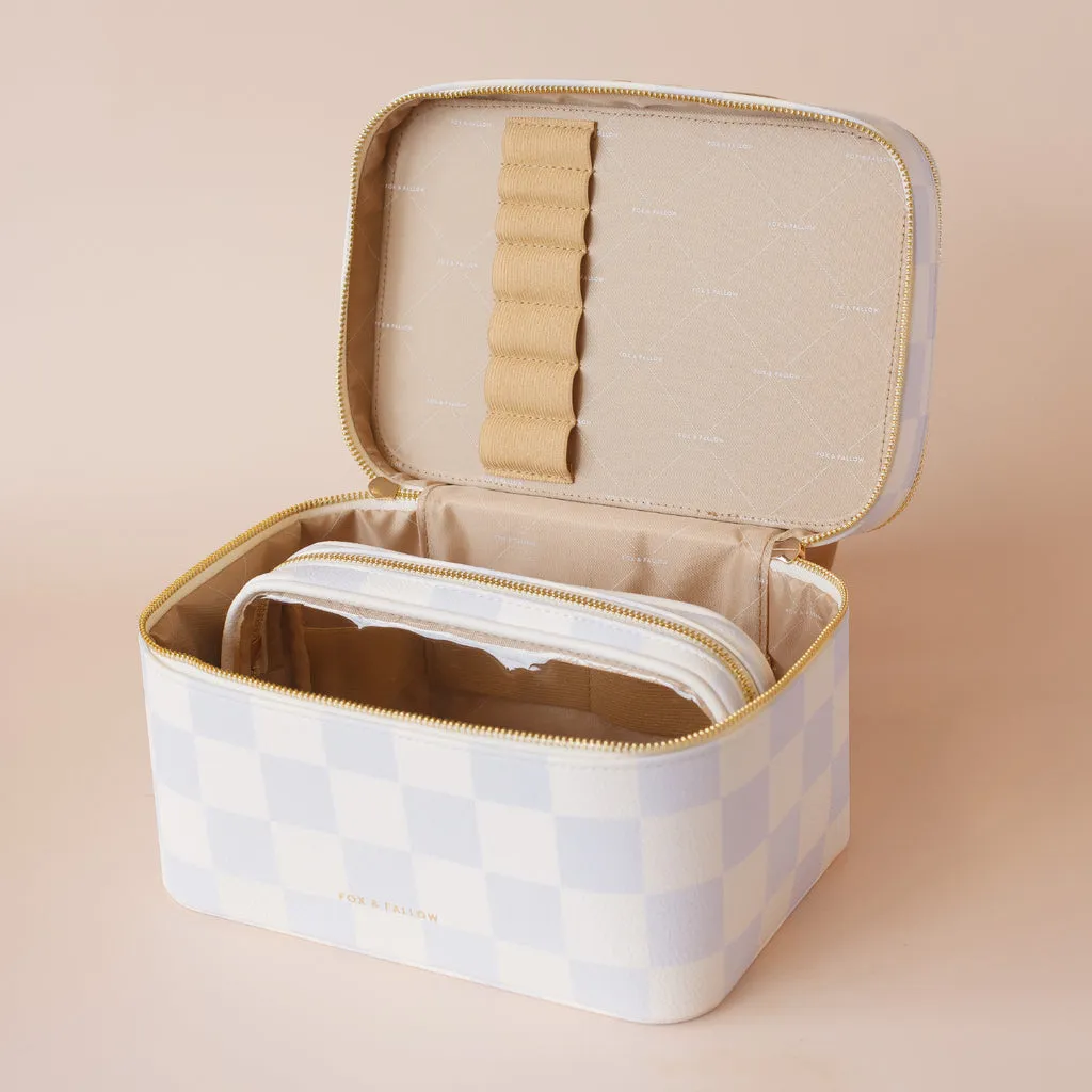 Fox   Fallow Vanity Case - 'The Classic'  | Powder Blue Check