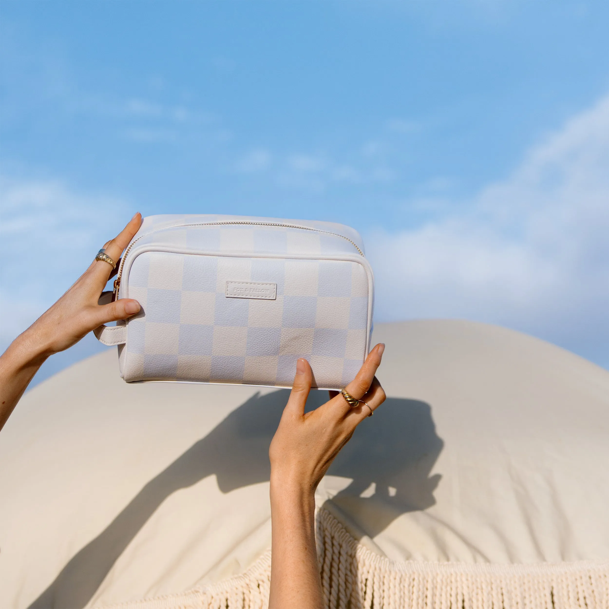 Fox   Fallow Wash Bag | Powder Blue Check