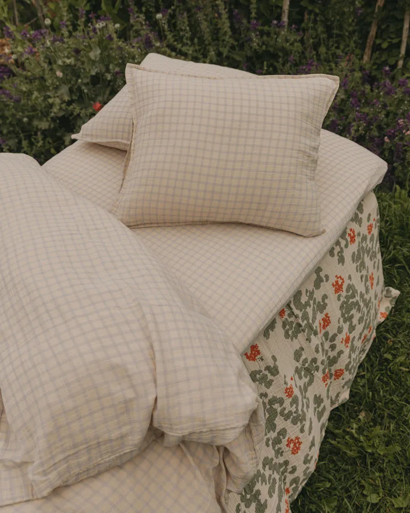 Gingham Sky Muslin Bedset - Single