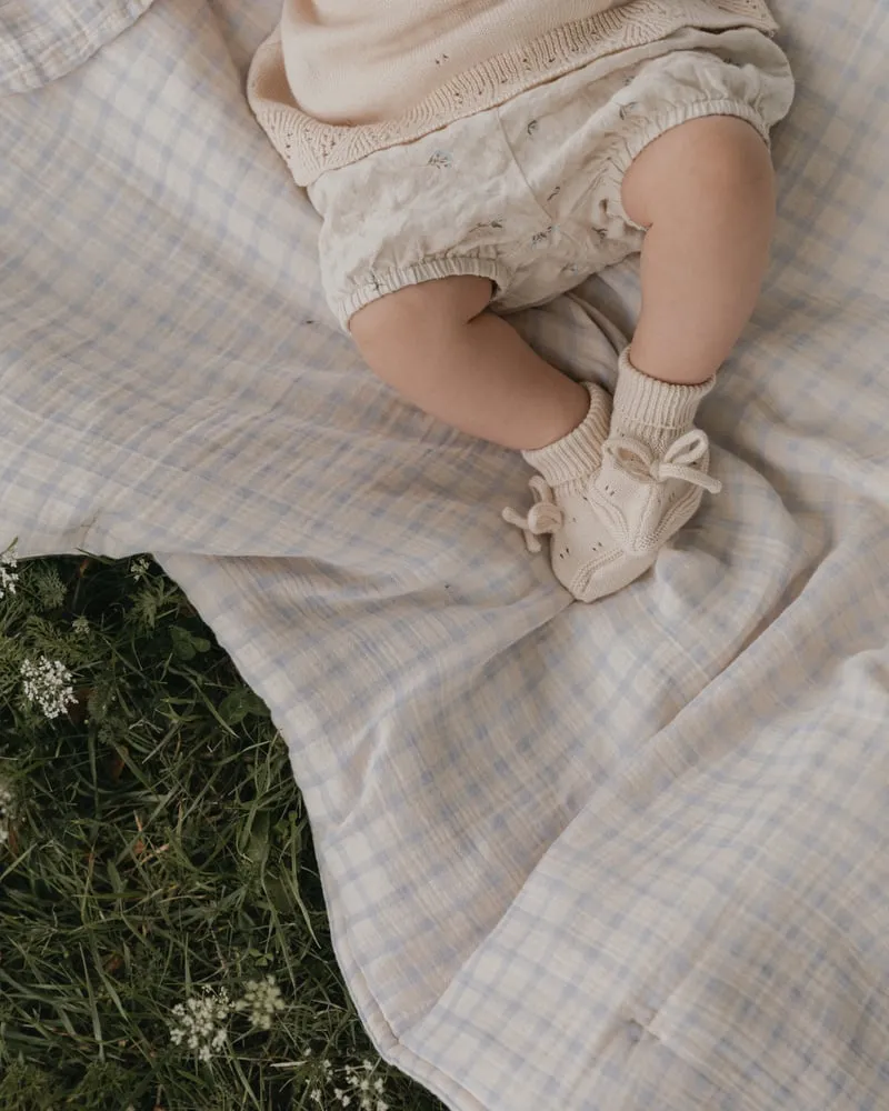Gingham Sky Muslin Junior Bedset - Cot