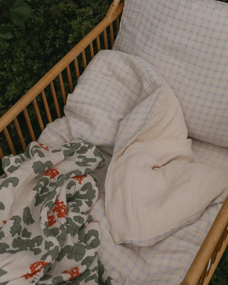 Gingham Sky Muslin Junior Bedset - Cot