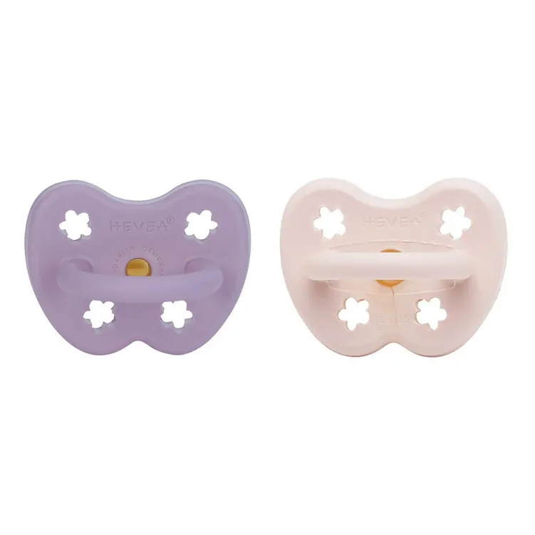 Hevea Pacifier 2-pack Orthodontic | Powder Pink and Lavender 3-36 months BOX