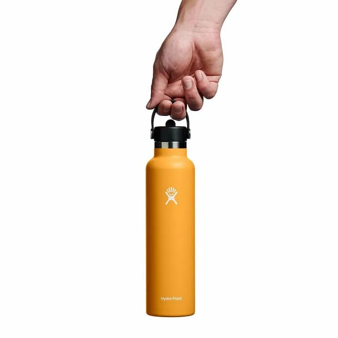 Hydroflask Drink Bottle 21oz Straw - Fossil 621mL Standard Mouth w/ Flex Straw Cap