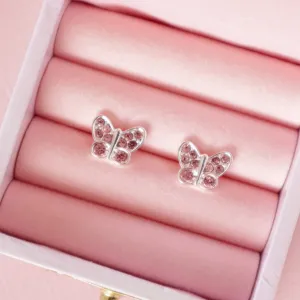 Lauren Hinkley Earrings | Pink Crystal Butterfly in Box
