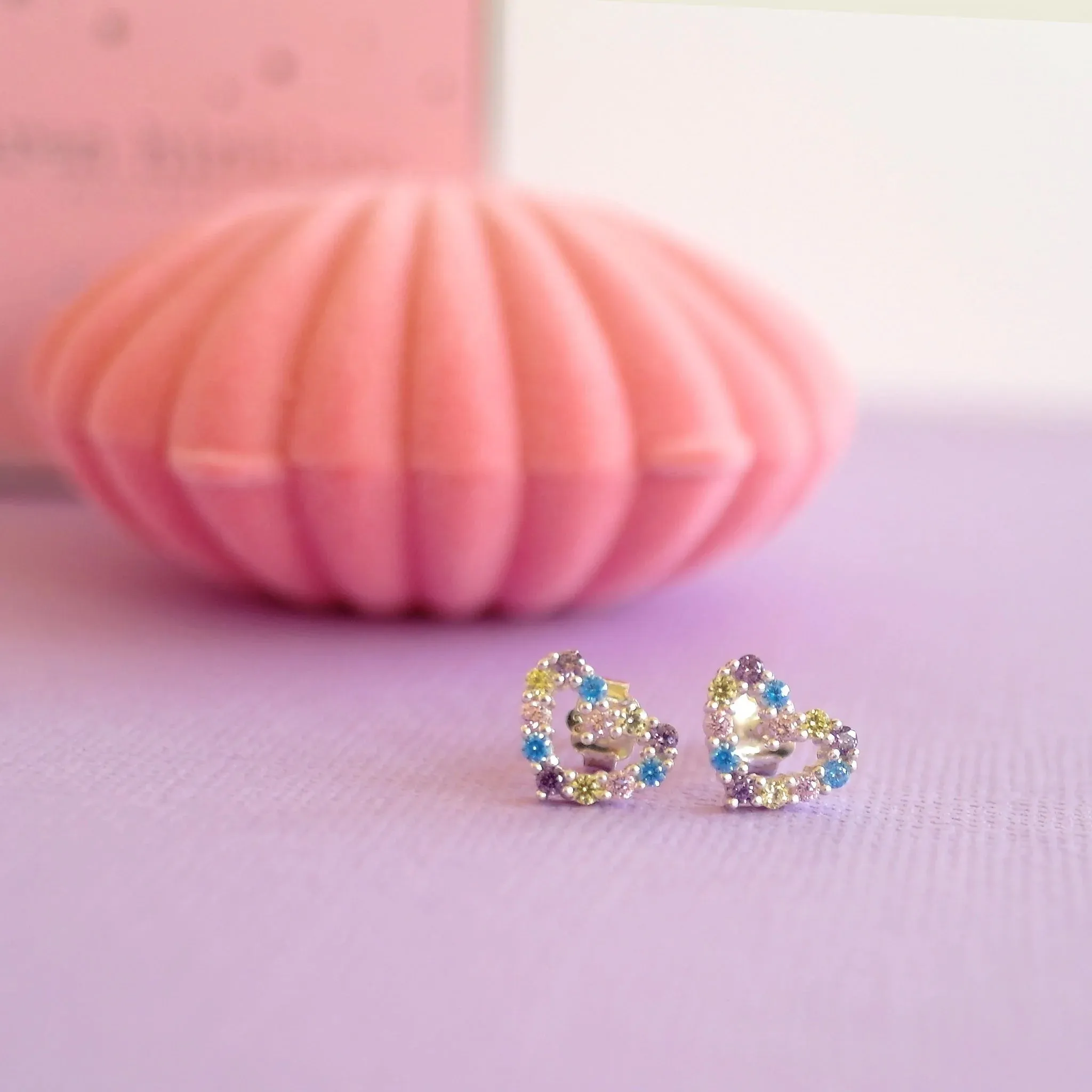 Lauren Hinkley Earrings | Rainbow Connection Heart in Velvet Box