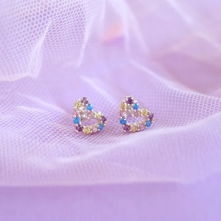 Lauren Hinkley Earrings | Rainbow Connection Heart in Velvet Box
